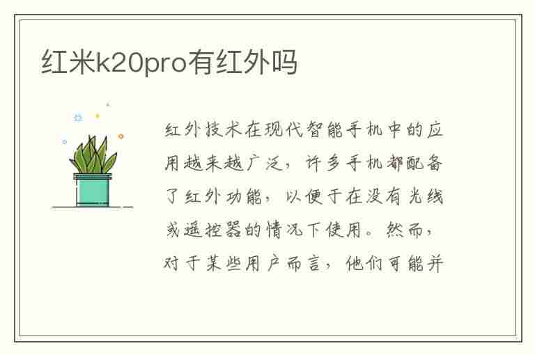 红米k20pro有红外吗(红米k20pro有红外吗怎么开)